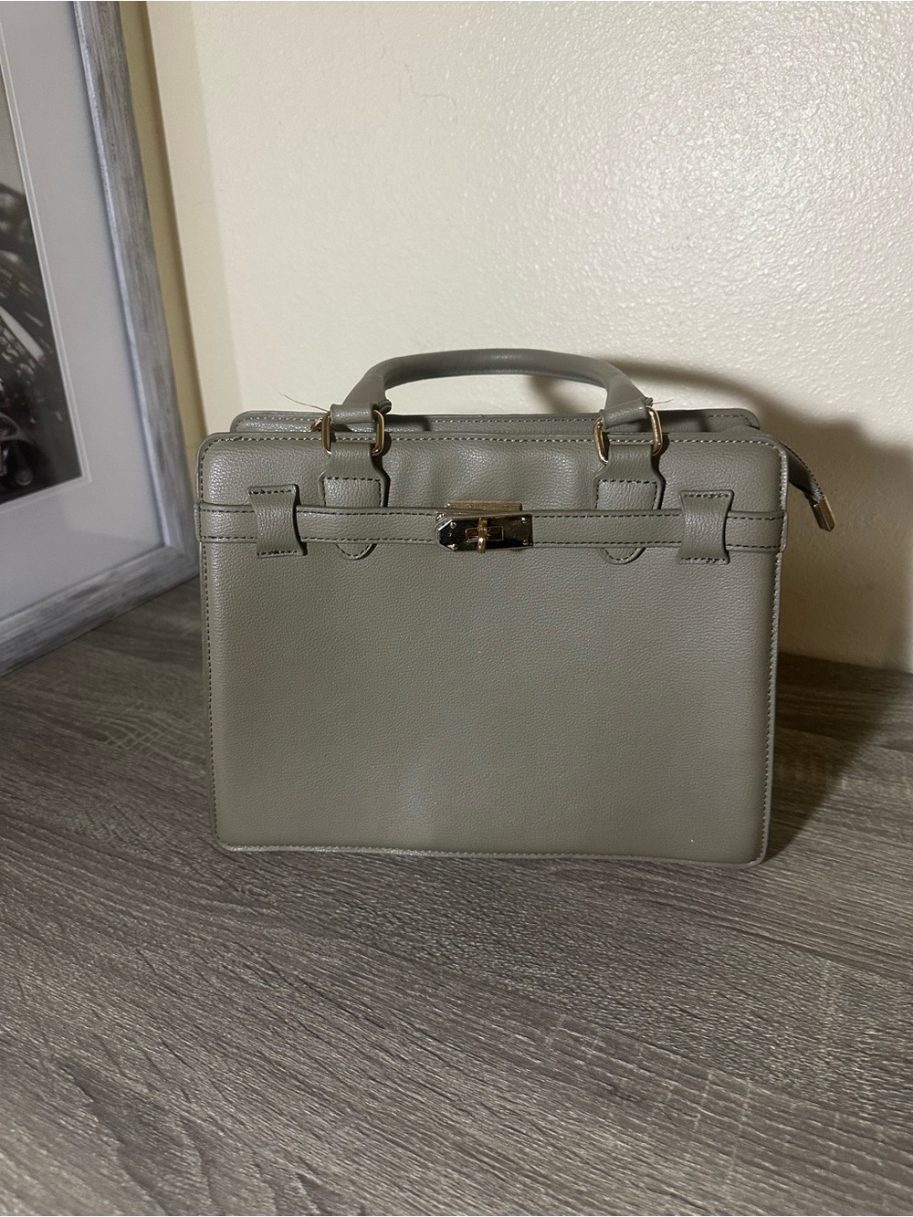 Classic Structured Top-Handle Bag in Taupe